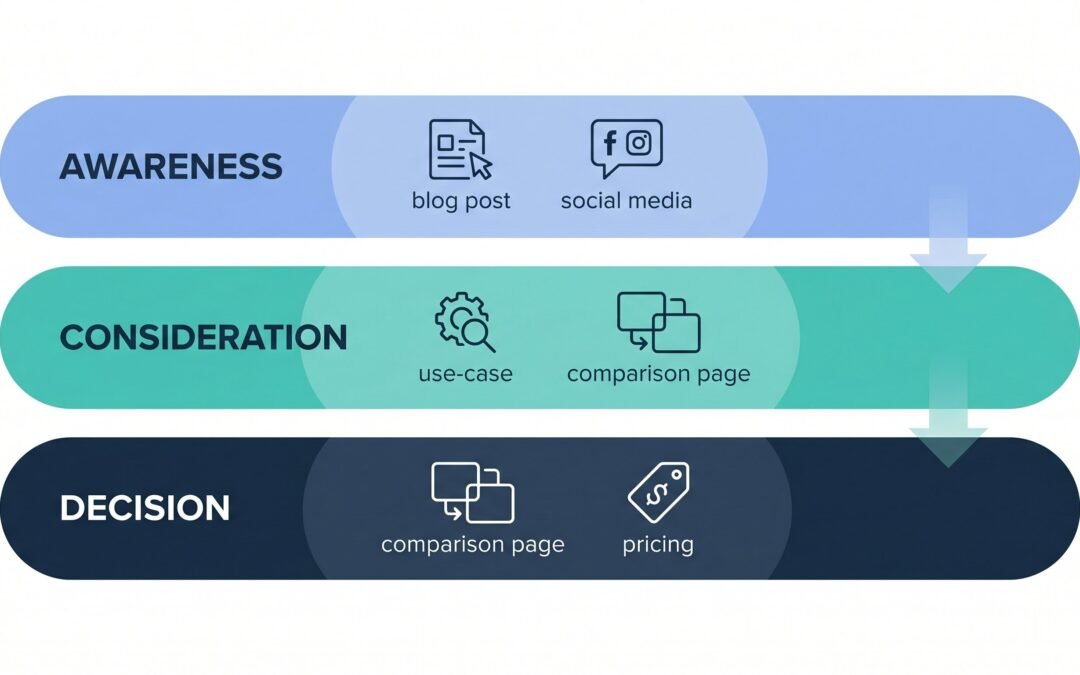 Content marketing funnel for SaaS companies showing TOFU MOFU BOFU stages