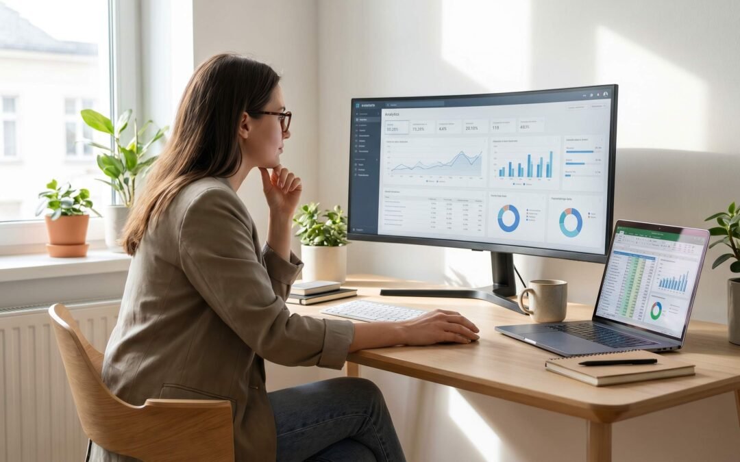 Hiring a freelance digital marketer — reviewing analytics dashboard and marketing funnel
