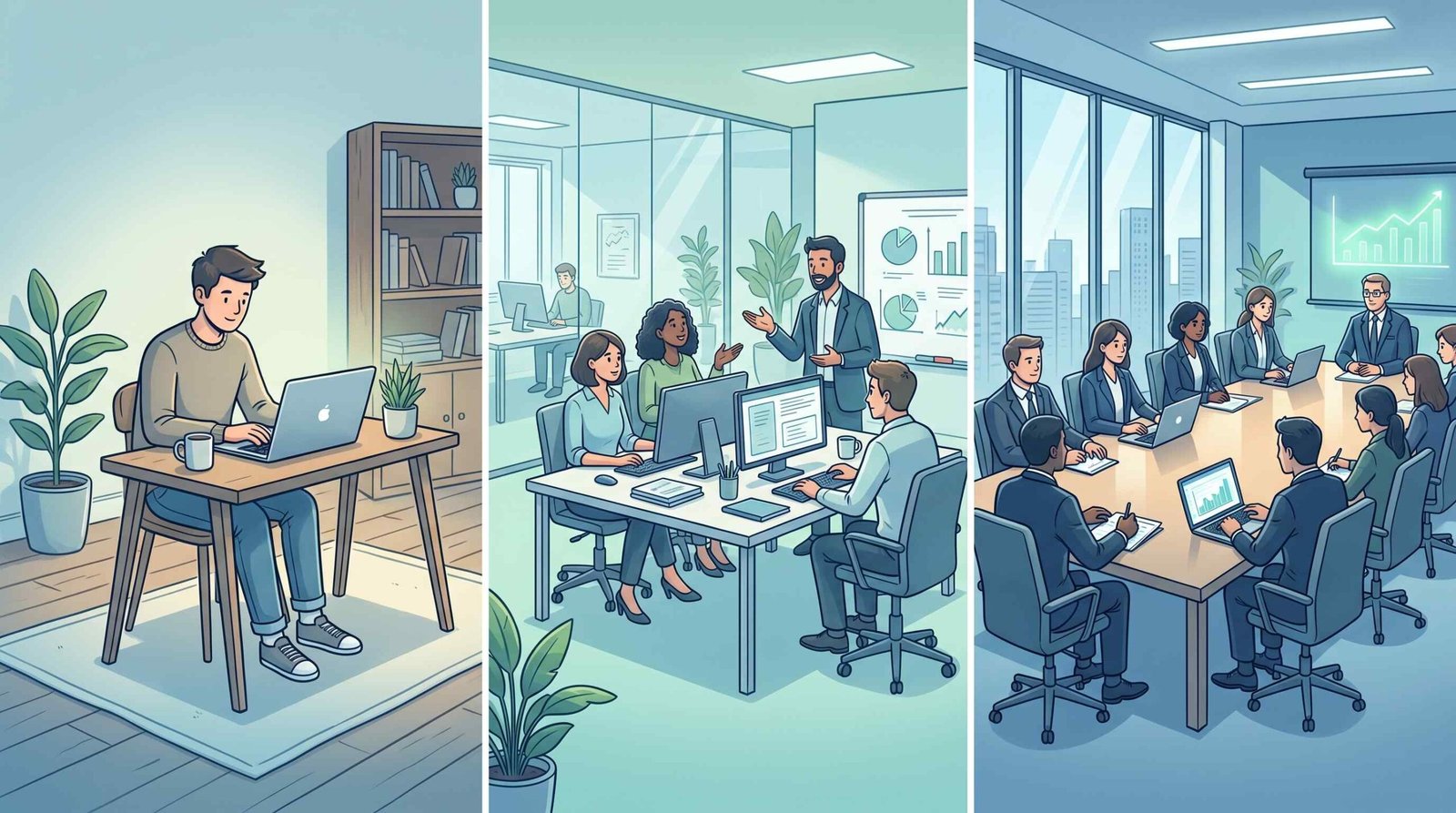 Comparison of freelance CRO consultant, boutique agency team, and enterprise agency showing three distinct scale tiers